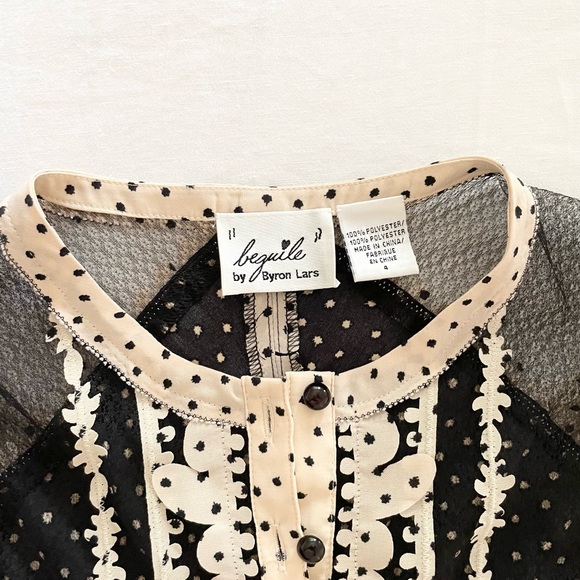 Beguile by Byron Lars Anthropologie exclusive lazer cut black/cream dress size 4 - Picture 4 of 5